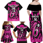 Custom Sydney Sixers Family Matching Off Shoulder Maxi Dress and Hawaiian Shirt We Are The Champions Aboriginal Art