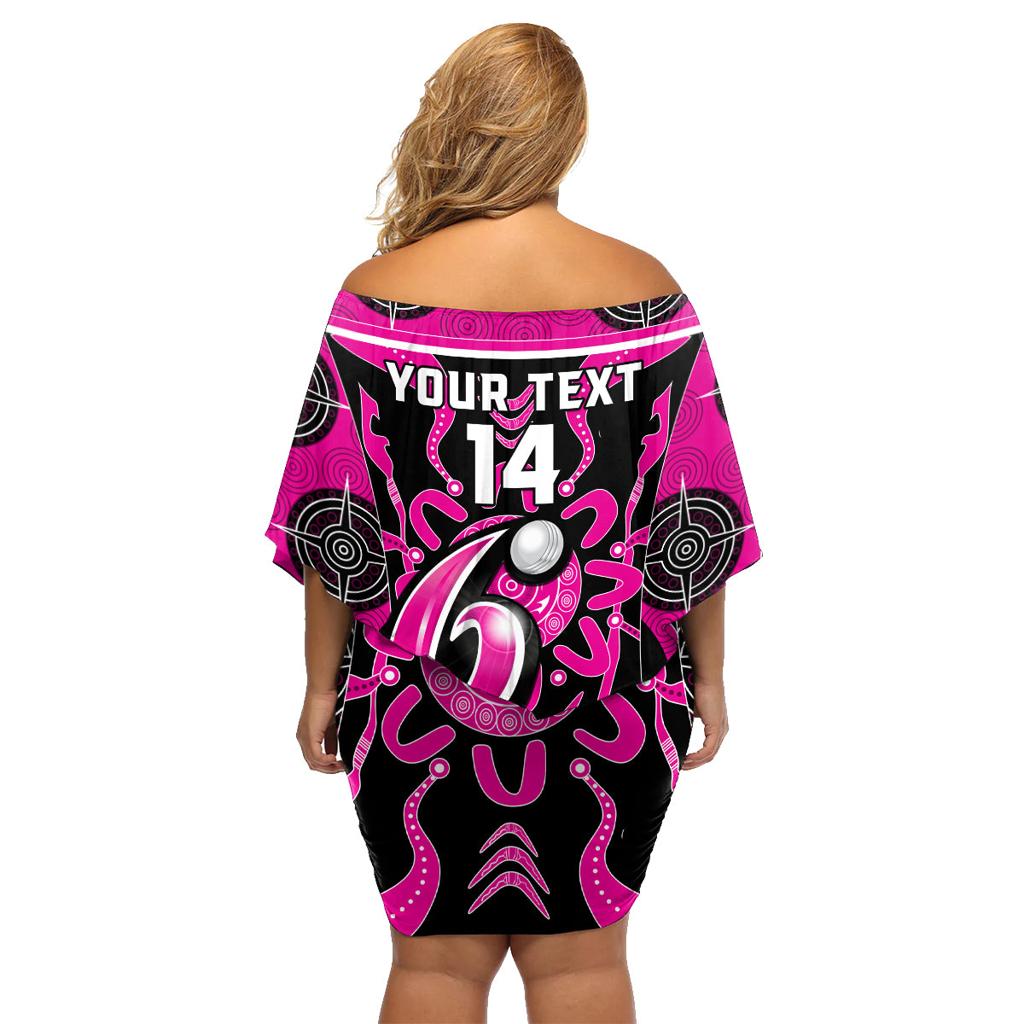 Custom Sydney Sixers Family Matching Off Shoulder Short Dress and Hawaiian Shirt We Are The Champions Aboriginal Art