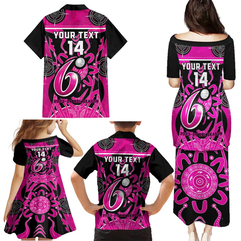 Custom Sydney Sixers Family Matching Puletasi and Hawaiian Shirt We Are The Champions Aboriginal Art