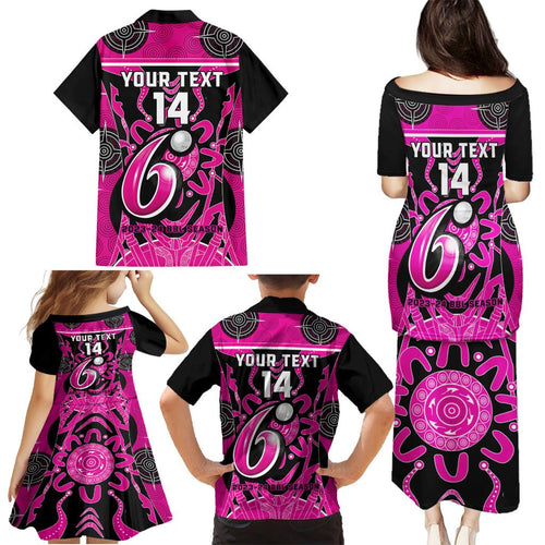 Custom Sydney Sixers Family Matching Puletasi and Hawaiian Shirt We Are The Champions Aboriginal Art