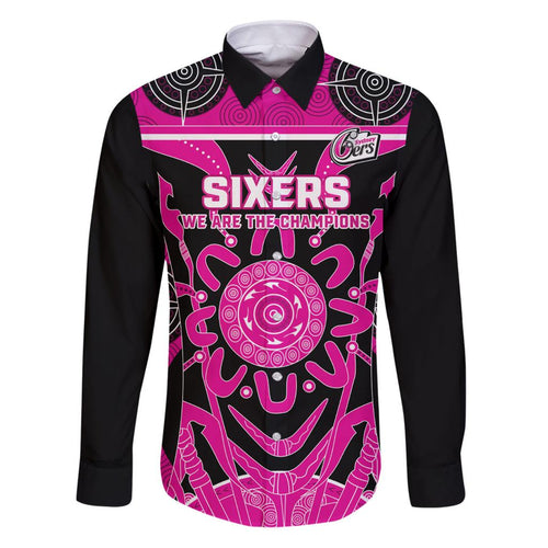 Custom Sydney Sixers Family Matching Puletasi and Hawaiian Shirt We Are The Champions Aboriginal Art
