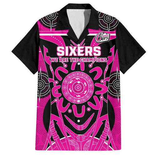 Custom Sydney Sixers Family Matching Short Sleeve Bodycon Dress and Hawaiian Shirt We Are The Champions Aboriginal Art