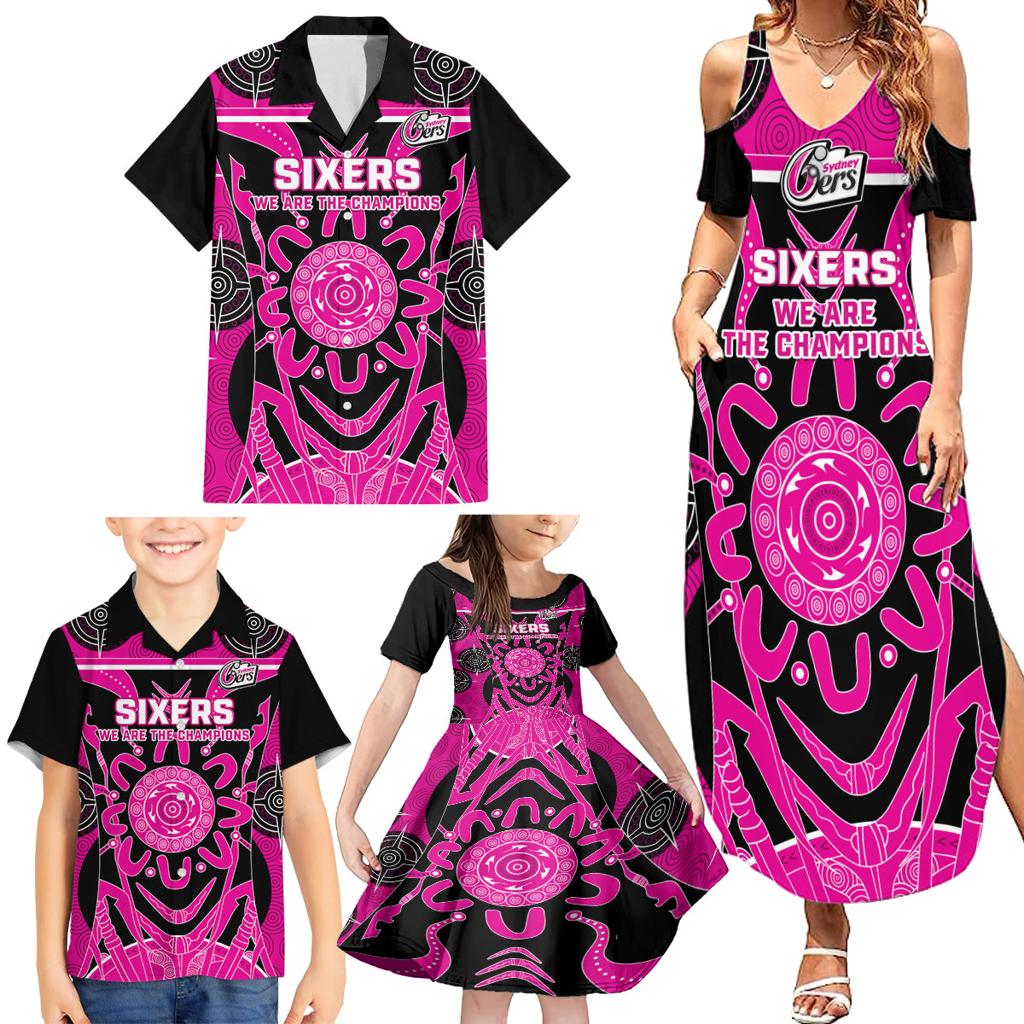 Custom Sydney Sixers Family Matching Summer Maxi Dress and Hawaiian Shirt We Are The Champions Aboriginal Art