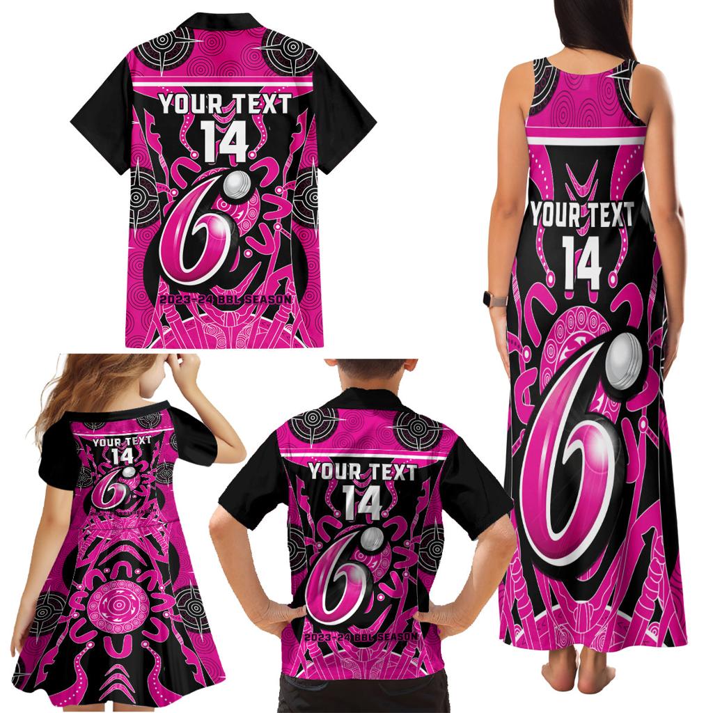 Custom Sydney Sixers Family Matching Tank Maxi Dress and Hawaiian Shirt We Are The Champions Aboriginal Art
