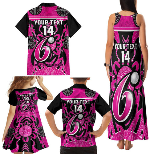Custom Sydney Sixers Family Matching Tank Maxi Dress and Hawaiian Shirt We Are The Champions Aboriginal Art