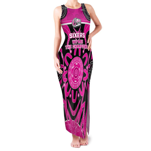 Custom Sydney Sixers Family Matching Tank Maxi Dress and Hawaiian Shirt We Are The Champions Aboriginal Art