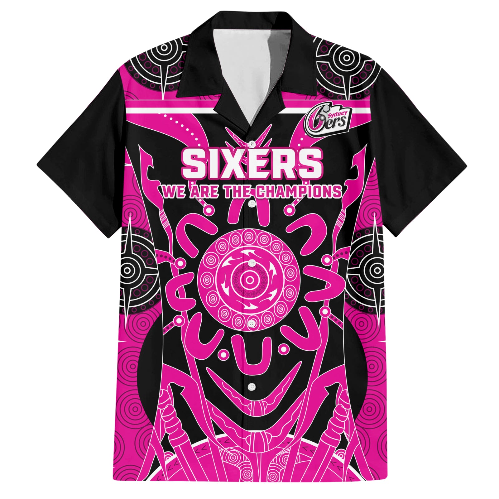 Custom Sydney Sixers Hawaiian Shirt We Are The Champions Aboriginal Art