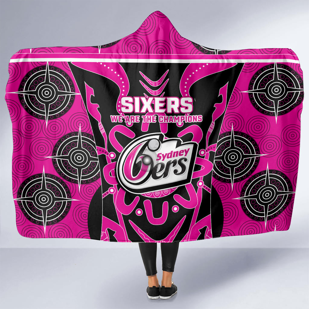 Custom Sydney Sixers Hooded Blanket We Are The Champions Aboriginal Art