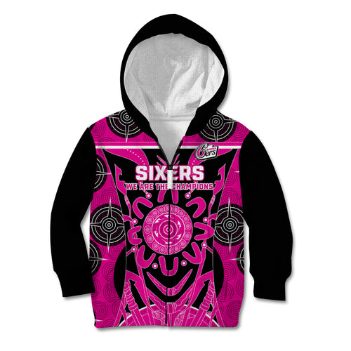 Custom Sydney Sixers Kid Hoodie We Are The Champions Aboriginal Art