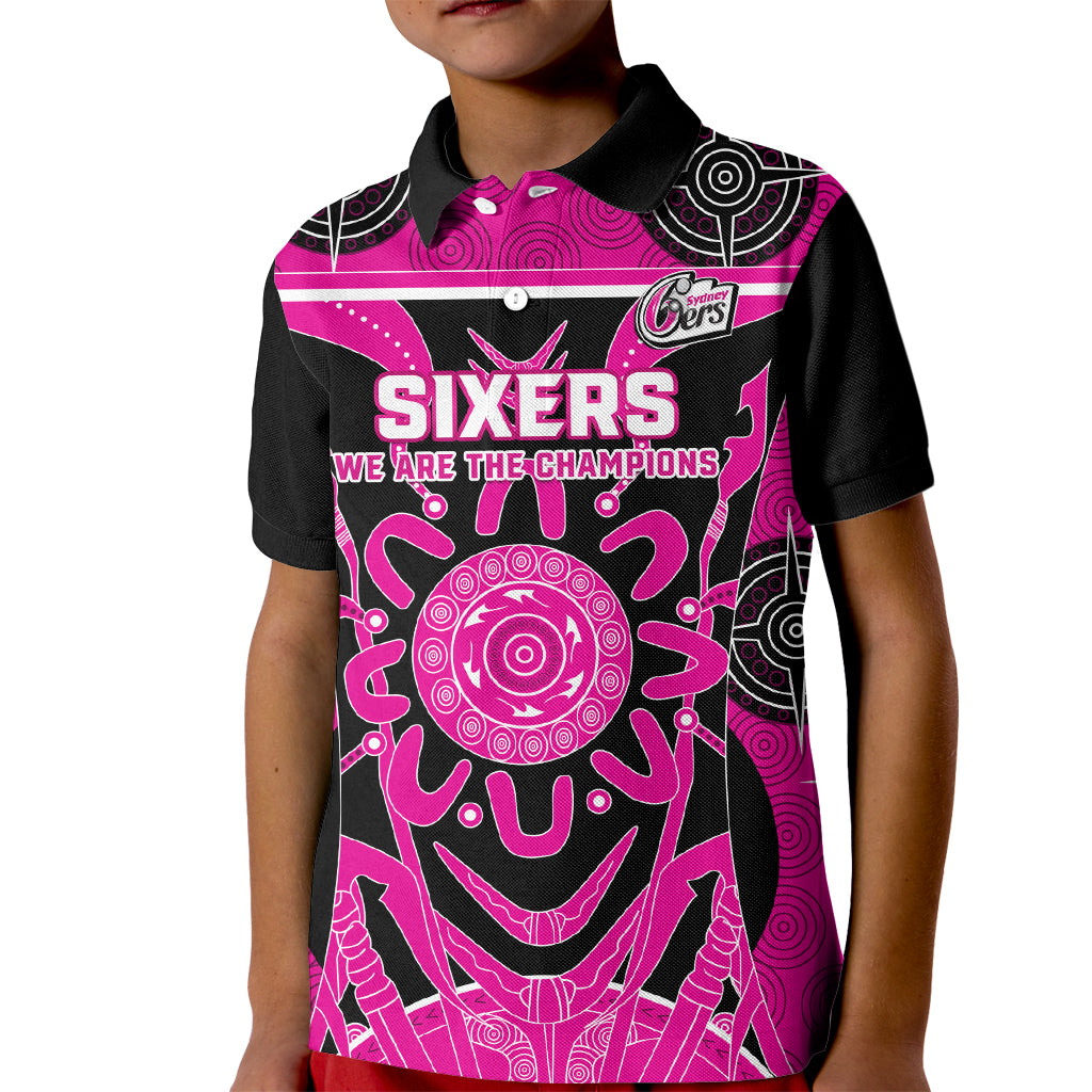 Custom Sydney Sixers Kid Polo Shirt We Are The Champions Aboriginal Art