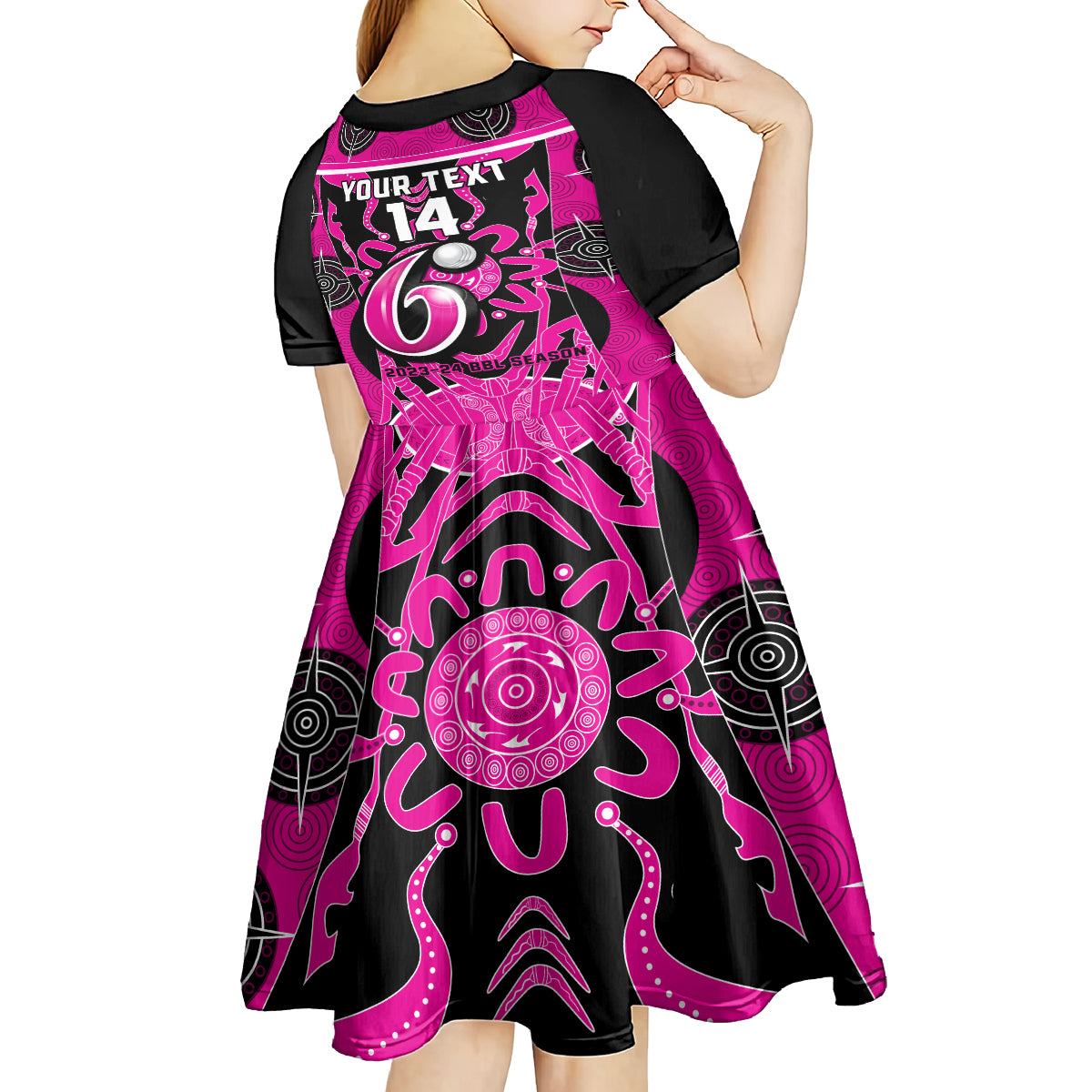 Custom Sydney Sixers Kid Short Sleeve Dress We Are The Champions Aboriginal Art