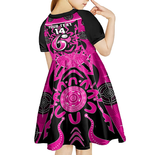 Custom Sydney Sixers Kid Short Sleeve Dress We Are The Champions Aboriginal Art