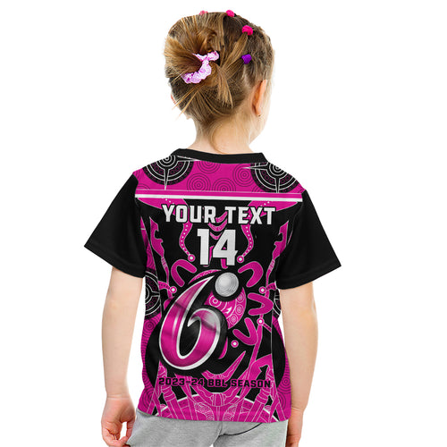 Custom Sydney Sixers Kid T Shirt We Are The Champions Aboriginal Art