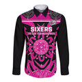 Custom Sydney Sixers Long Sleeve Button Shirt We Are The Champions Aboriginal Art