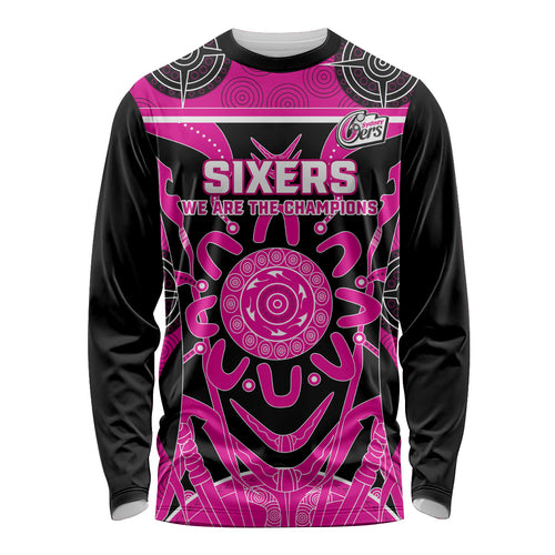 Custom Sydney Sixers Long Sleeve Shirt We Are The Champions Aboriginal Art