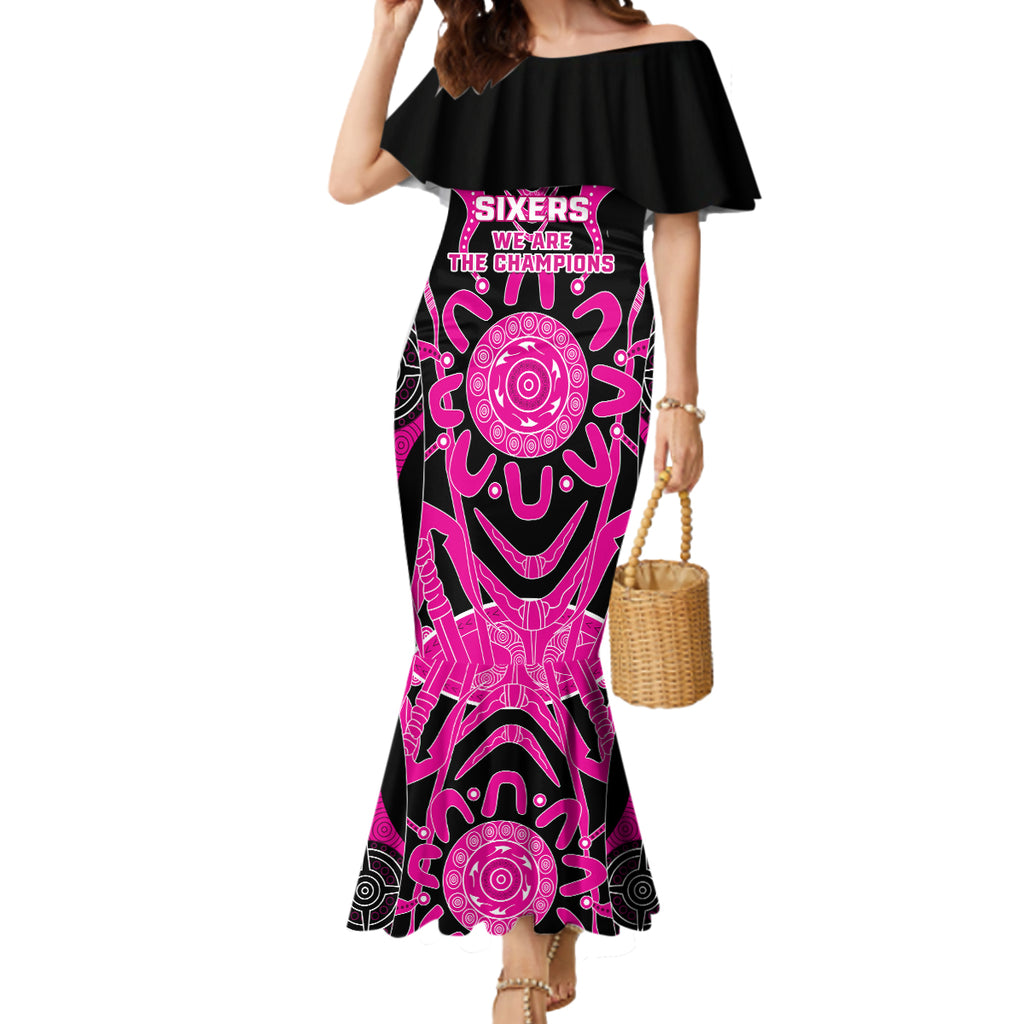 Custom Sydney Sixers Mermaid Dress We Are The Champions Aboriginal Art