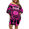 Custom Sydney Sixers Off Shoulder Short Dress We Are The Champions Aboriginal Art