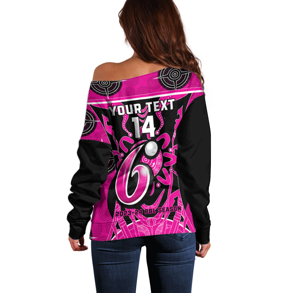 Custom Sydney Sixers Off Shoulder Sweater We Are The Champions Aboriginal Art