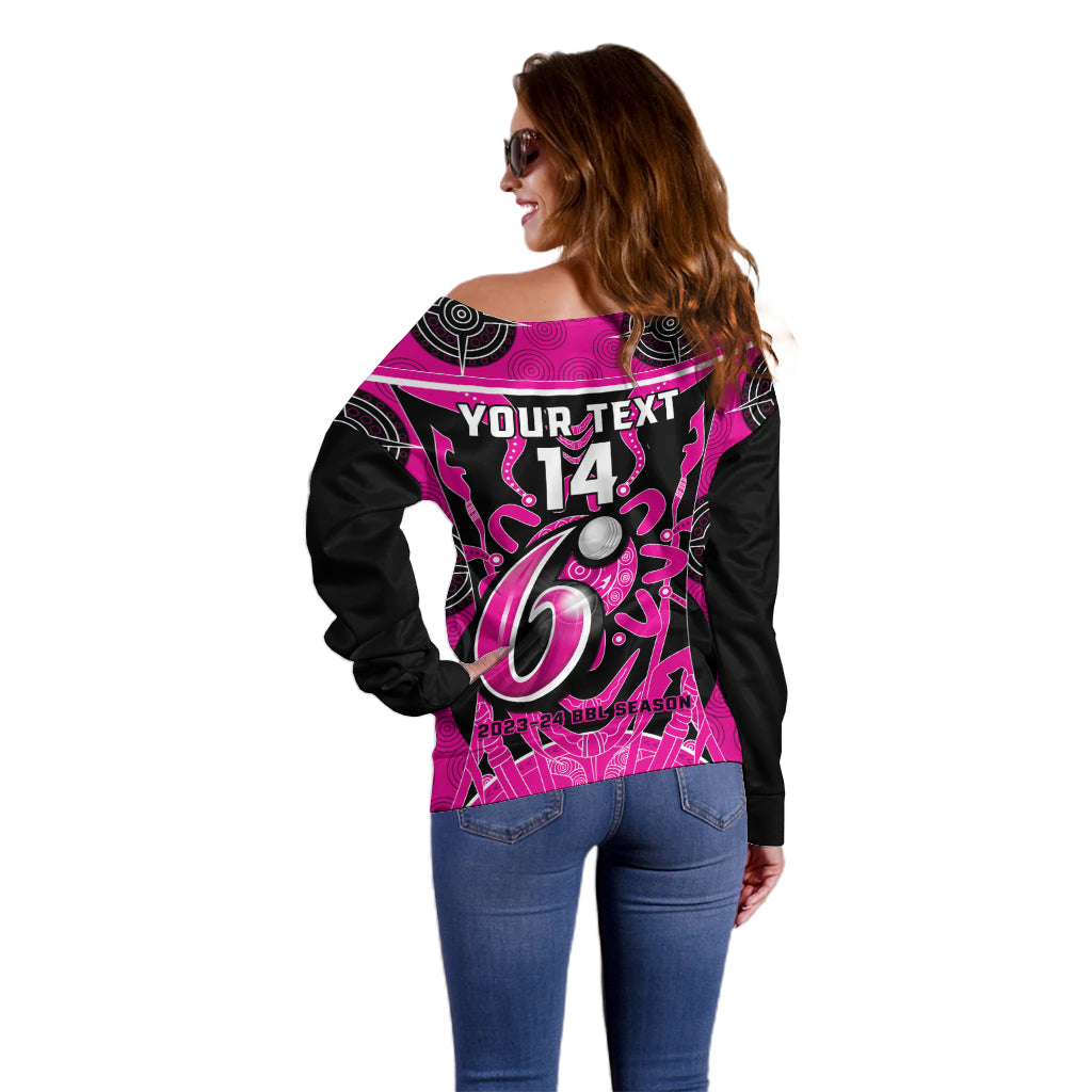 Custom Sydney Sixers Off Shoulder Sweater We Are The Champions Aboriginal Art