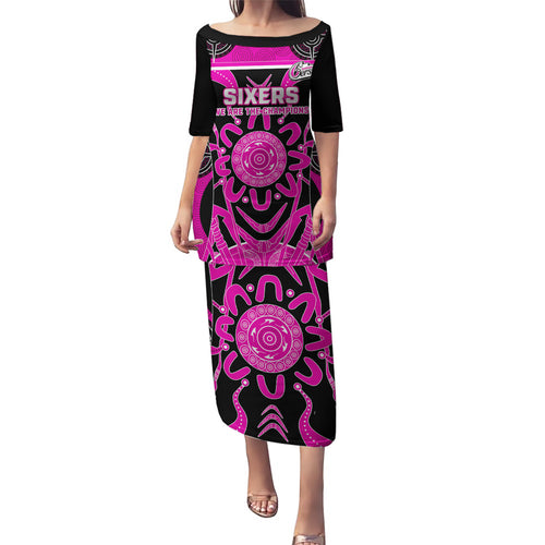Custom Sydney Sixers Puletasi We Are The Champions Aboriginal Art