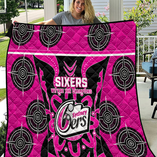 Custom Sydney Sixers Quilt We Are The Champions Aboriginal Art