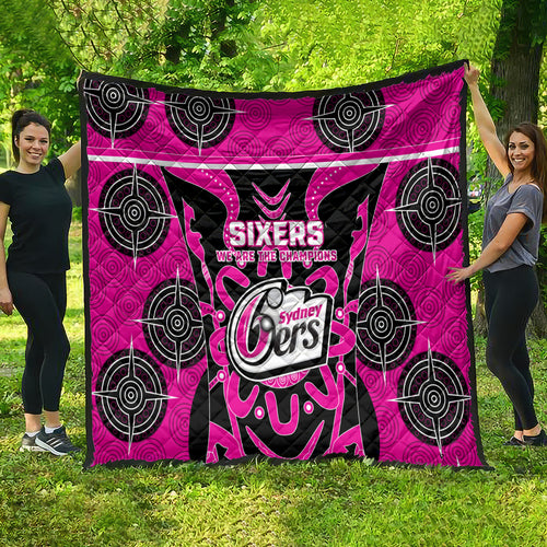 Custom Sydney Sixers Quilt We Are The Champions Aboriginal Art