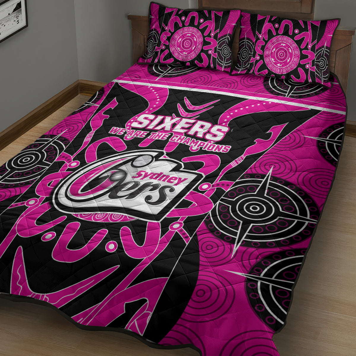 Custom Sydney Sixers Quilt Bed Set We Are The Champions Aboriginal Art