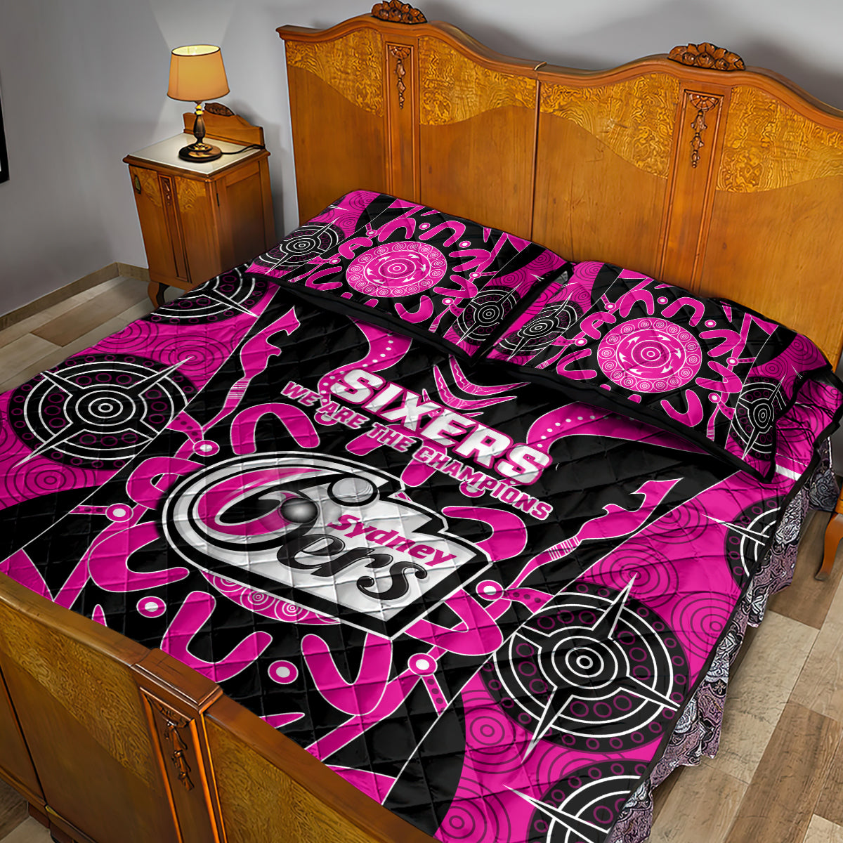 Custom Sydney Sixers Quilt Bed Set We Are The Champions Aboriginal Art