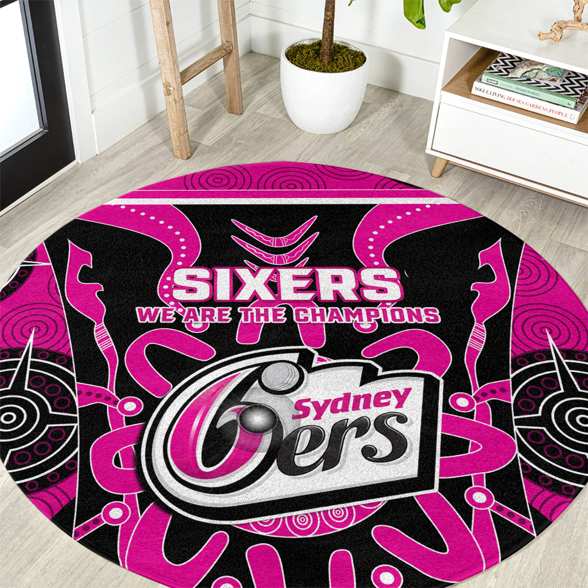 Custom Sydney Sixers Round Carpet We Are The Champions Aboriginal Art