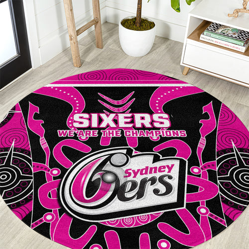 Custom Sydney Sixers Round Carpet We Are The Champions Aboriginal Art