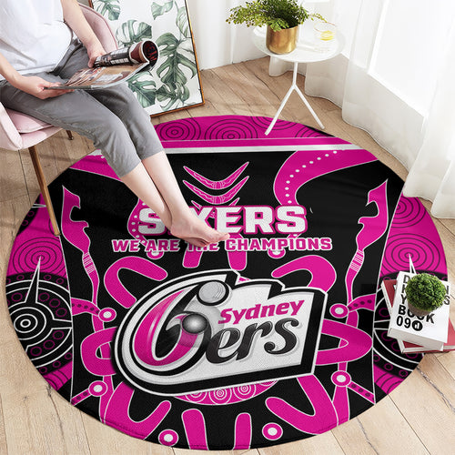 Custom Sydney Sixers Round Carpet We Are The Champions Aboriginal Art