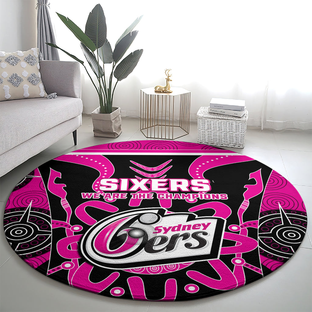 Custom Sydney Sixers Round Carpet We Are The Champions Aboriginal Art