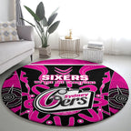 Custom Sydney Sixers Round Carpet We Are The Champions Aboriginal Art