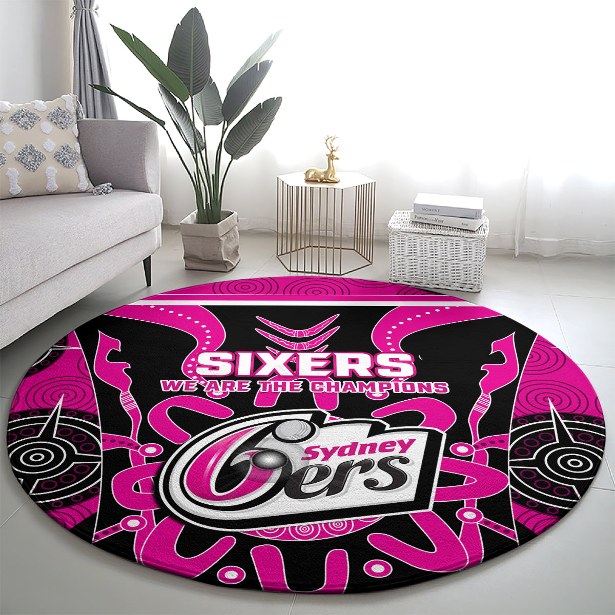 Custom Sydney Sixers Round Carpet We Are The Champions Aboriginal Art