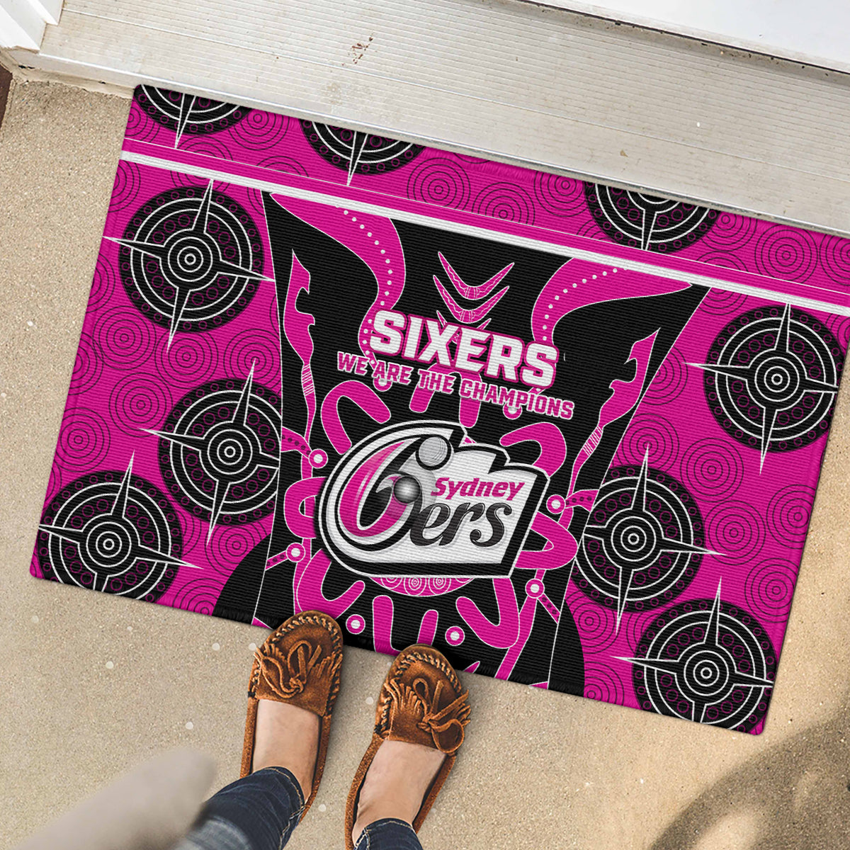 Custom Sydney Sixers Rubber Doormat We Are The Champions Aboriginal Art