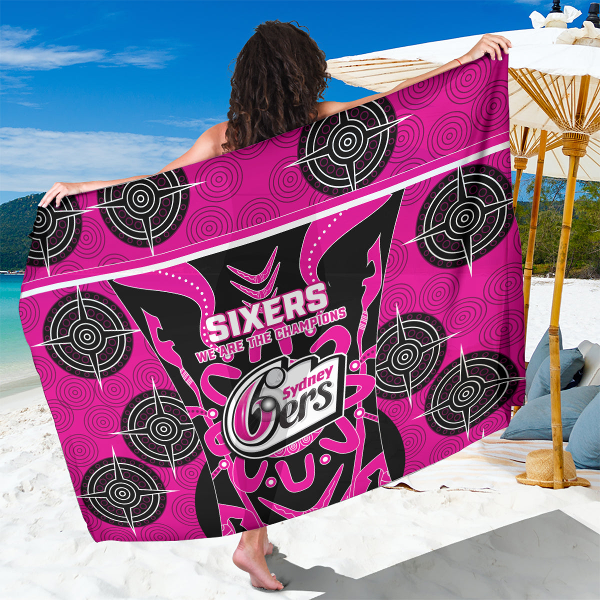 Custom Sydney Sixers Sarong We Are The Champions Aboriginal Art
