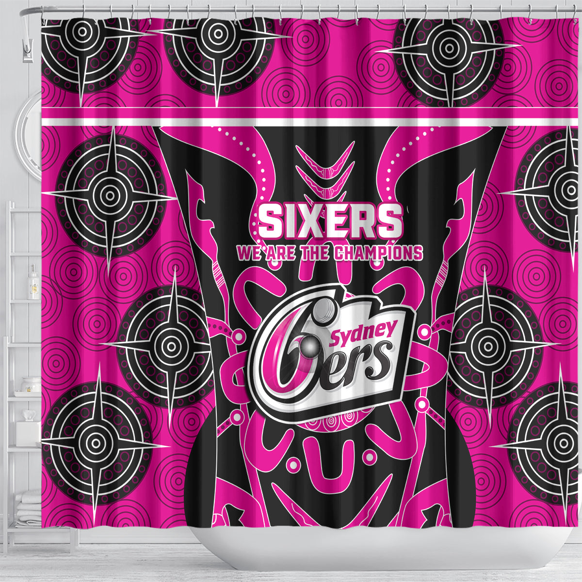 Custom Sydney Sixers Shower Curtain We Are The Champions Aboriginal Art