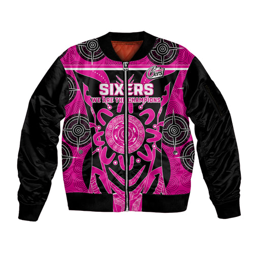 Custom Sydney Sixers Sleeve Zip Bomber Jacket We Are The Champions Aboriginal Art