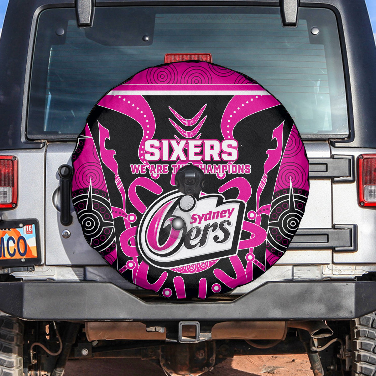 Custom Sydney Sixers Spare Tire Cover We Are The Champions Aboriginal Art