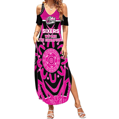 Custom Sydney Sixers Summer Maxi Dress We Are The Champions Aboriginal Art