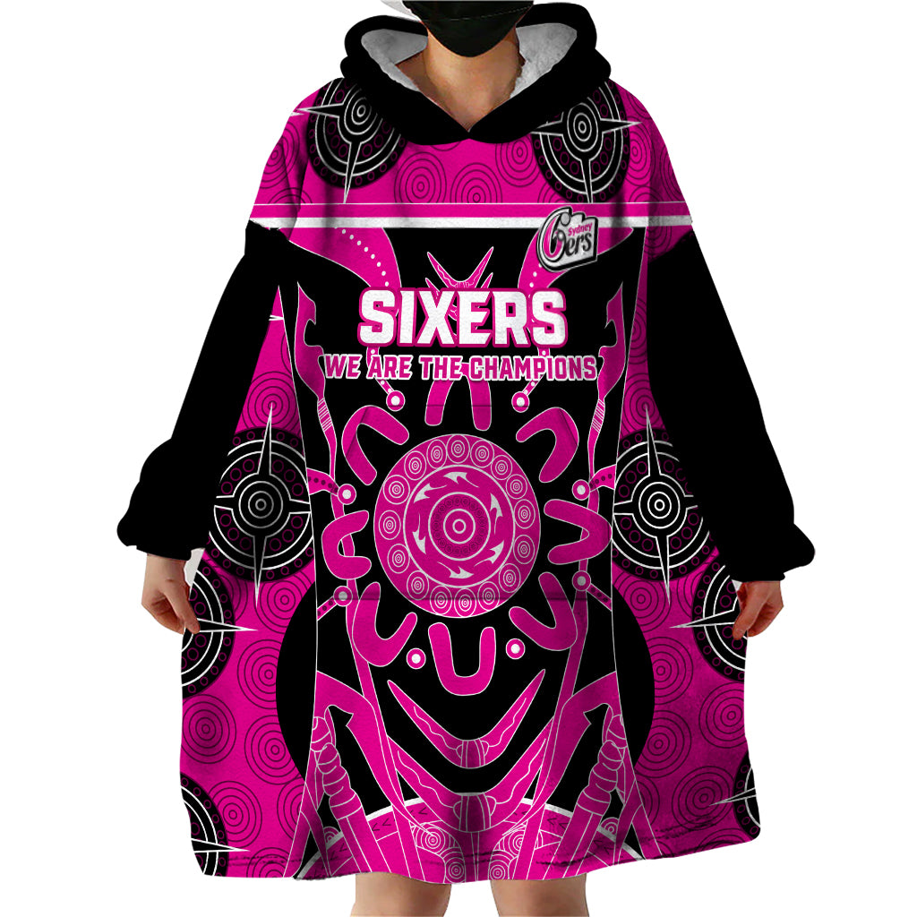 Custom Sydney Sixers Wearable Blanket Hoodie We Are The Champions Aboriginal Art