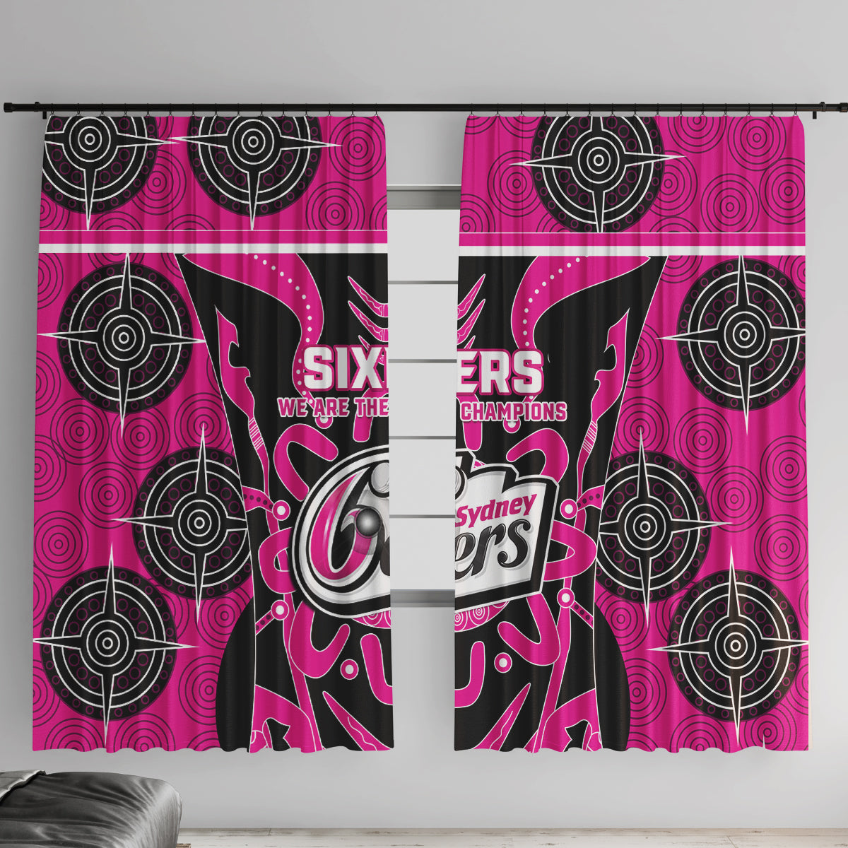 Custom Sydney Sixers Window Curtain We Are The Champions Aboriginal Art