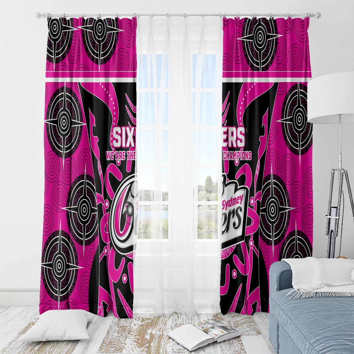 Custom Sydney Sixers Window Curtain We Are The Champions Aboriginal Art