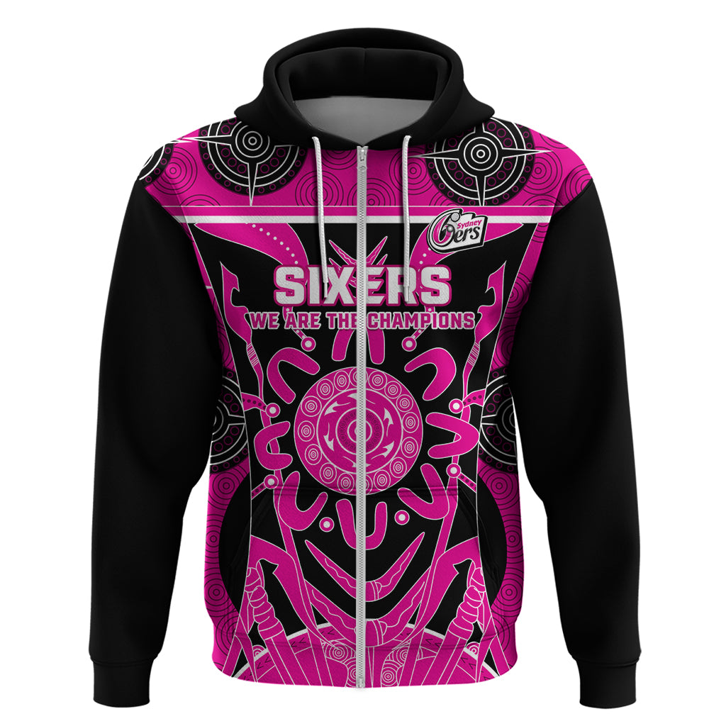 Custom Sydney Sixers Zip Hoodie We Are The Champions Aboriginal Art