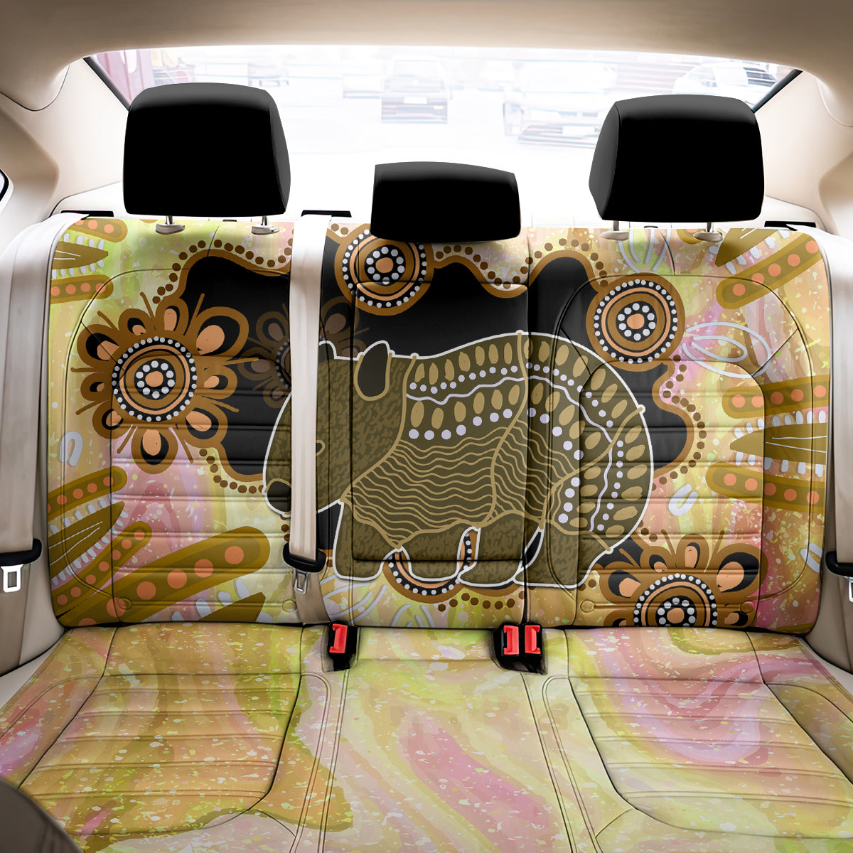 Australia Opal Wombat Back Car Seat Cover Aussie Aboriginal Art