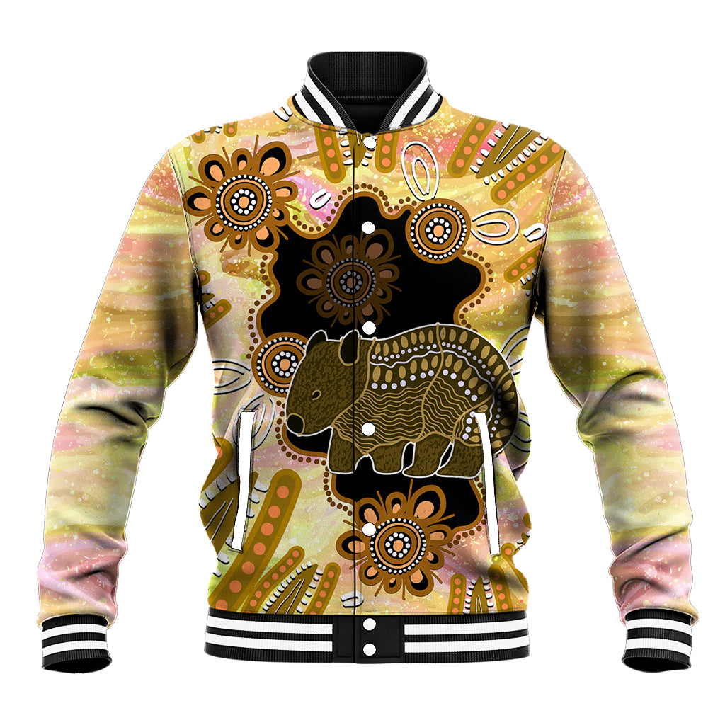 Australia Opal Wombat Baseball Jacket Aussie Aboriginal Art