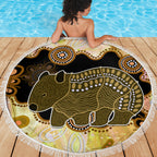 Australia Opal Wombat Beach Blanket Aussie Aboriginal Art
