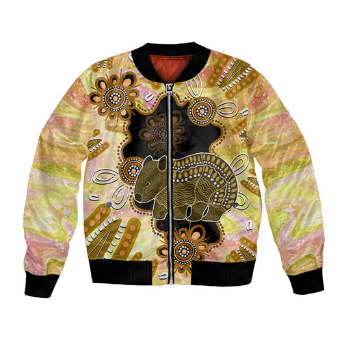 Australia Opal Wombat Bomber Jacket Aussie Aboriginal Art