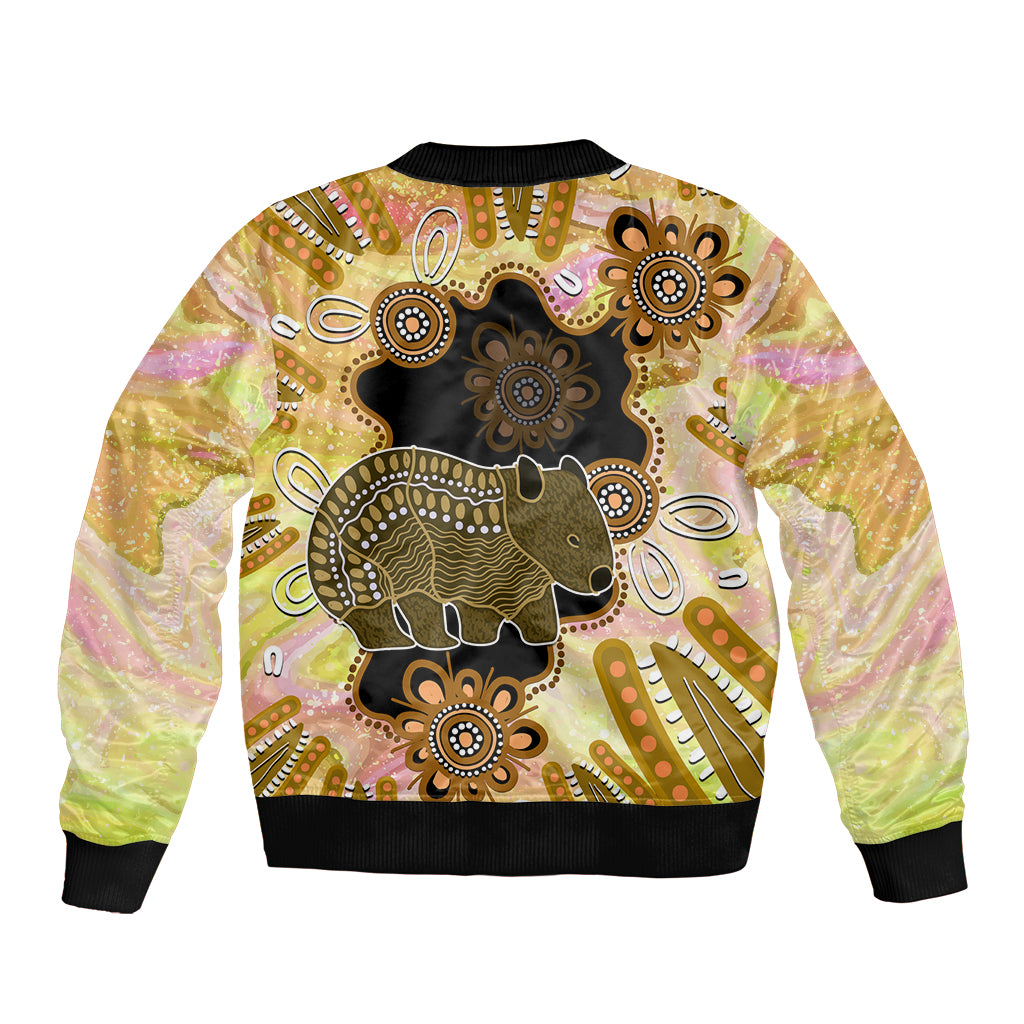 Australia Opal Wombat Bomber Jacket Aussie Aboriginal Art