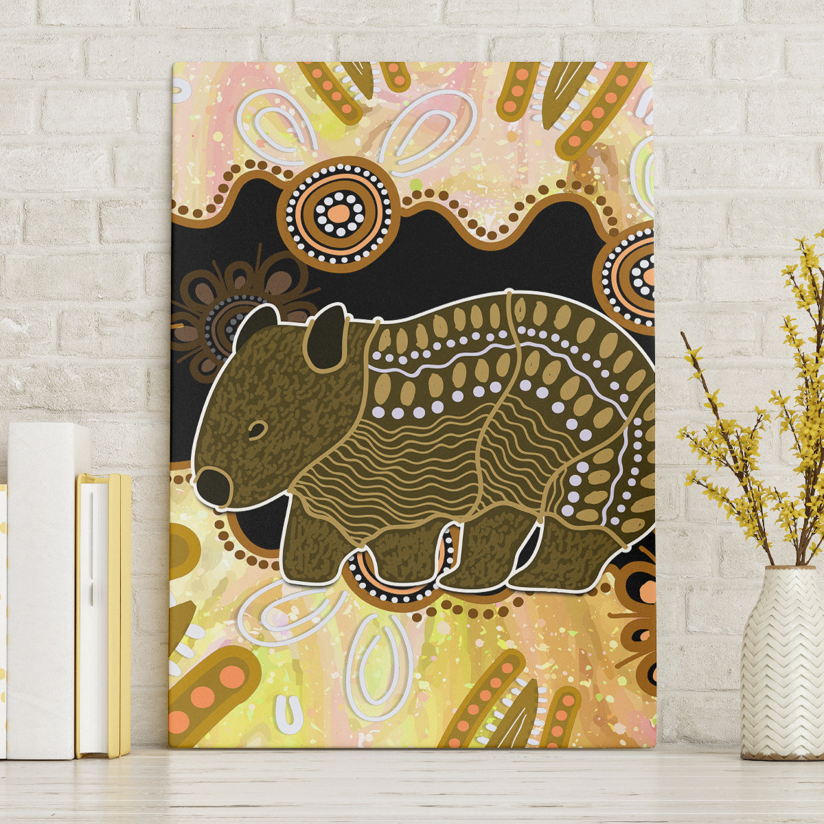 Australia Opal Wombat Canvas Wall Art Aussie Aboriginal Art